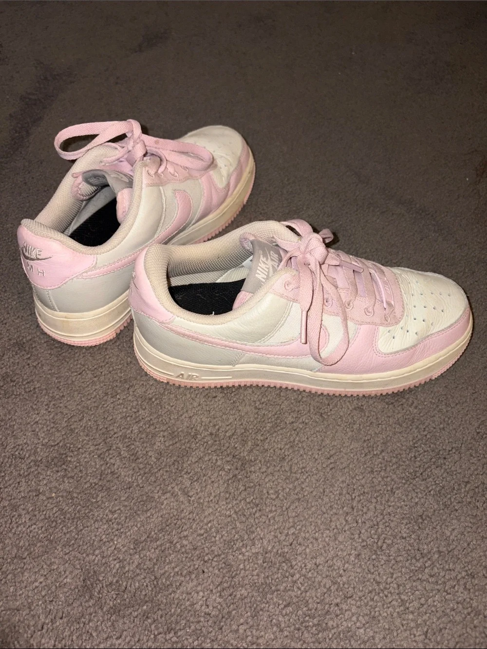 Custom (well loved) Nike Air Force 1 Low in Pink and White